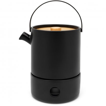 Ceainic infuzor de ceai UMEA 1,2 l, cu încălzitor, negru, ceramică, Bredemeijer