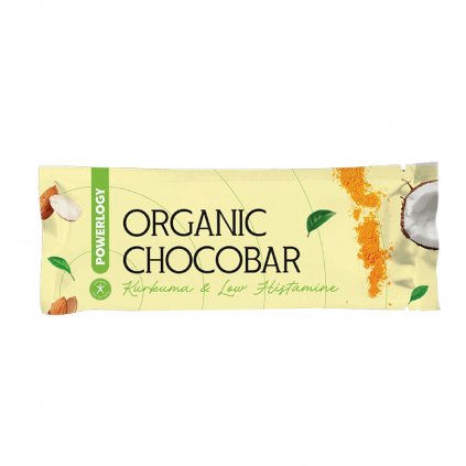 Baton organic de ciocolată 50 g, turmeric, Powerlogy