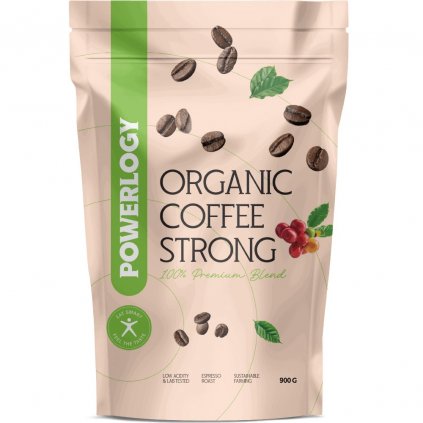 Cafea organică boabe STRONG 900 g, Powerlogy