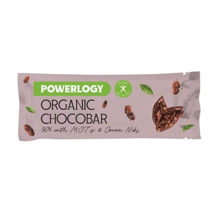 Baton organic de ciocolată 50 g, 90%, Powerlogy