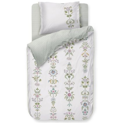 Set de lenjerie de pat single HIEDRA 140 x 200 cm, alb, bumbac percal, Pip Studio