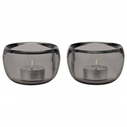 Suport pentru lumânări ORA 9 cm, set de 2 buc, fumurii, sticlă, Stelton