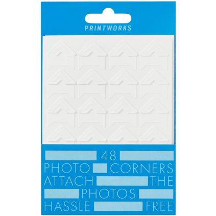 Colțuri adezive pentru poze, set de 48 buc., autoadeziv, alb, hârtie, Printworks