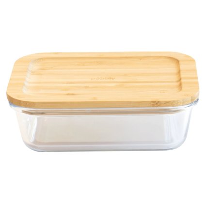 Recipient pentru depozitarea alimentelor PKV-008 650 ml, sticlă/bambus, Pebbly