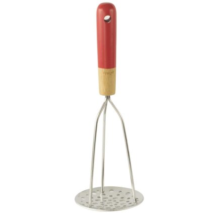Zdrobitor de cartofi NBA087 30 cm, oțel inoxidabil / bambus, roșu, Pebbly