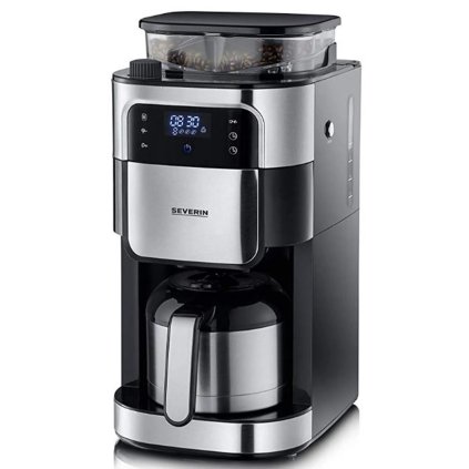 Cafea strecurătoare lentă cu filtru pentru infuzie cu râșniță și fierbător termo KA 4814 Severin 1,0 l negru