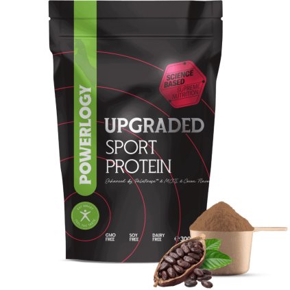 Proteine SPORT UPGRADED 300 g, cacao, pudră, Powerlogy