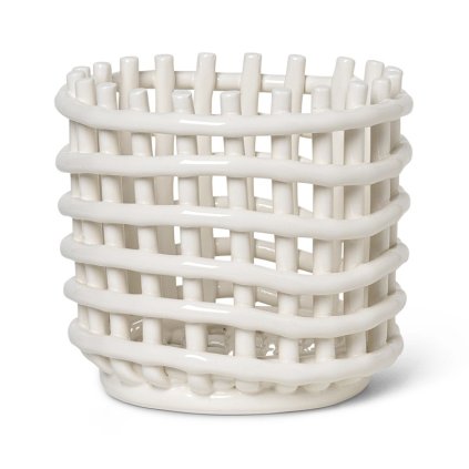 Coș de fructe 16 x 14,5 cm, alb, ceramică, ferm LIVING