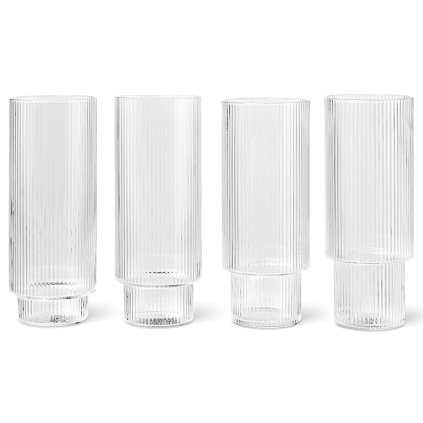 Pahar înalt pentru băuturi RIPPLE 300 ml, set de 4 buc, transparent, ferm LIVING