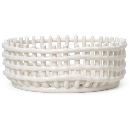 Bol de fructe 29 x 10 cm, alb, ceramică, ferm LIVING
