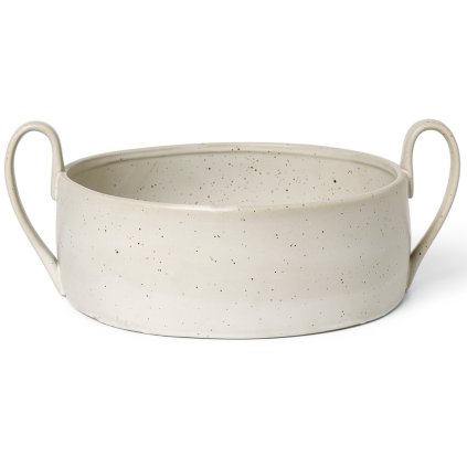 Bol de fructe FLOW 32 cm, alb, gresie, ferm LIVING