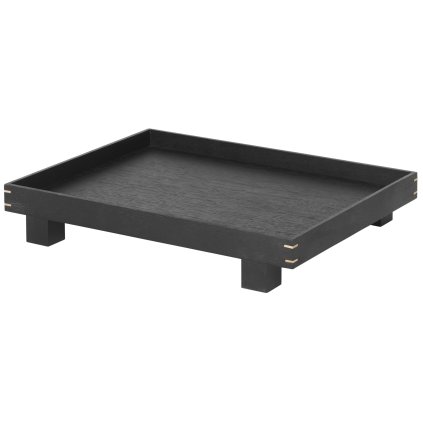 Tavă de servire BON 36 x 28 cm, negru, lemn, ferm LIVING
