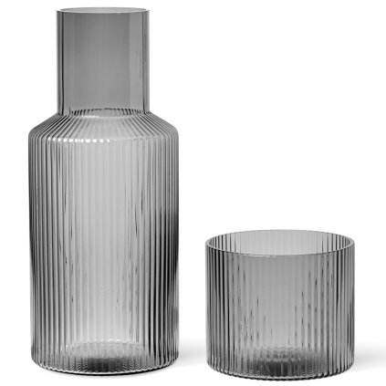 Carafă de apă RIPPLE 500 ml, cu sticlă, gri, sticlă, ferm LIVING