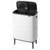 Coș de gunoi cu capac sensibil la atingere BO HI 2 x 30 l, alb, Brabantia