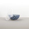 Bol 3 Petal Crest Indigo Ikat cu capac din plastic 16 cm 700 ml MIJ
