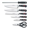 Set bloc de cuțite CLASSIC, 8 buc, cu dispozitiv de honuit cuțit și foarfecă, lemn închis, Wüsthof