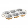 Formă pentru tort GEO BUNDLETTE BUNDT , pentru 6 prăjituri minibundt, de diferite forme, aurii, Nordic Ware