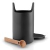Borcan de depozitare pentru bucătărie 20 cm, cu lingura de lemn, negru, Eva Solo