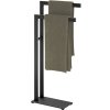 Raft de prosoape vertical LINEA 80 cm, dublu, negru, oțel inoxidabil, Zack