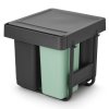 Coș de gunoi integrat SORT & GO 2x 10 l + 1x 20 l, gri închis / verde jad, plast, Brabantia