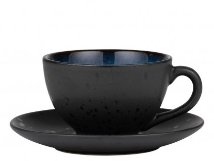 Skodelica za čaj s krožnikom, 22 ml, črna/temno modra, Bitz
