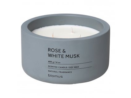 Dišeča sveča FRAGA, ⌀ 13 cm, vrtnica in beli mošus, Blomus