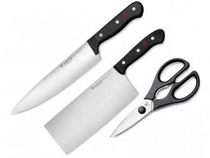 Set s kuharskim nožem GOURMET, 3 kosi, s kuhinjskimi škarjami, Wüsthof