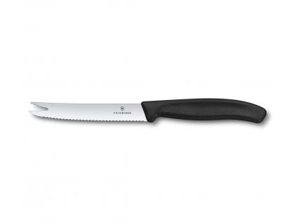 Nož za sir in klobase, 11 cm, črn, Victorinox