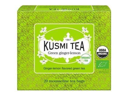 Zeleni čaj z ingverjem in limono, 20 muslin vrečk za čaj, Kusmi Tea