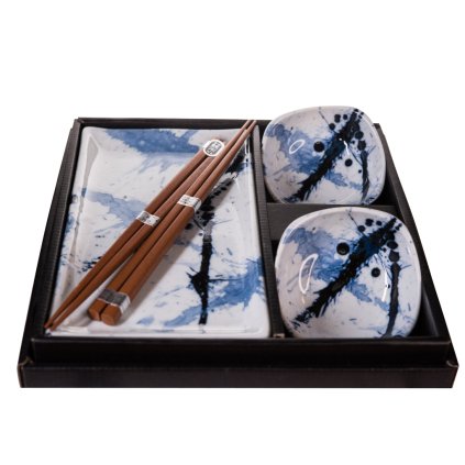 Sushi set BLUE AND WHITE SAKURA, 6 kosov, MIJ