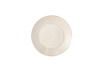 Krožniček RIDGED ALABASTER 12 cm, kremna, keramika, MIJ
