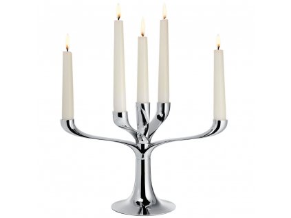 Svečnik za namizne sveče CANDELABRA, 30 cm, srebrna, Philippi