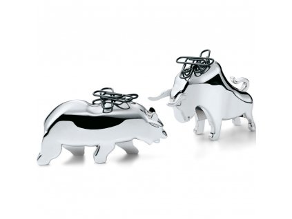 Nosilec sponk za papir BULL & BEAR, set 2 kosov, polirani nikelj, Philippi