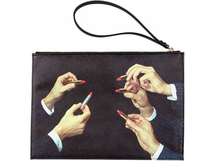 Toaletni žepek TOILETPAPER LIPSTICKS, 28 x 20 cm, črna, Seletti