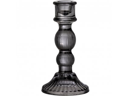 Svečnik LITUS, 15 cm, črna barva, steklo, Bloomingville