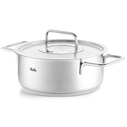 Nizka casserole kozica PURE, 24 cm, srebrna, iz nerjavečega jekla, Fissler