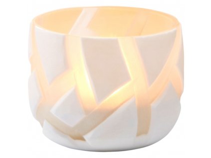 Svečnik za čajne svečke VAL, 8 cm, bela, steklo, Philippi
