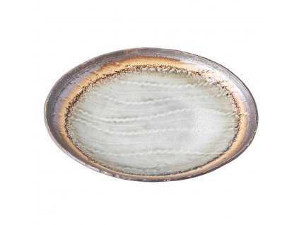 Jedilni krožnik AKANE GREY, 24 x 20 cm, siva, ovalna, keramika, MIJ