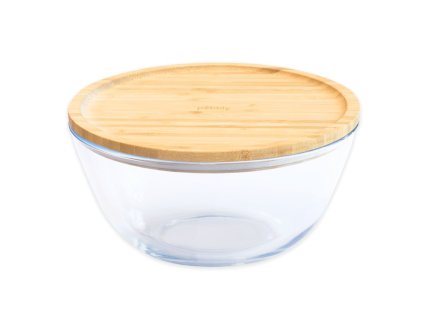 Posoda za shranjevanje hrane PKV-011, 770 ml, steklo / bambus, Pebbly