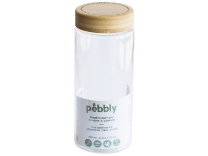 Kuhinjski kozarec za shranjevanje PKV-028, 850 ml, steklo / bambus, Pebbly