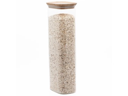 Kuhinjski kozarec za shranjevanje PKV-070, 2,6 l, steklo / bambus, Pebbly