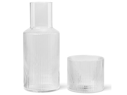 Karafa za vodo RIPPLE 500 ml, s kozarcem, svetla, steklo, čvrsta LIVING