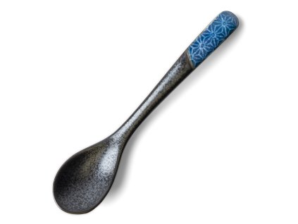 Jedilna žlica ASANOHA 12,5 cm, indigo, keramika, MIJ
