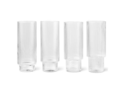 Kozarec za dolgo pijačo RIPPLE 300 ml, set 4 kosov, svetla, čvrsta LIVING