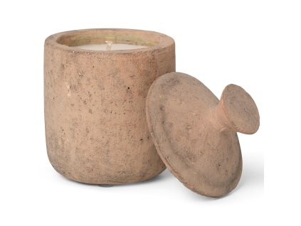 Dišeča sveča URA PALE SIENNA 13 cm, rjava, kamnita posoda, čvrsta LIVING