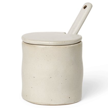 Posodica za sol FLOW 8 cm, bela, kamnita posoda, čvrsta LIVING