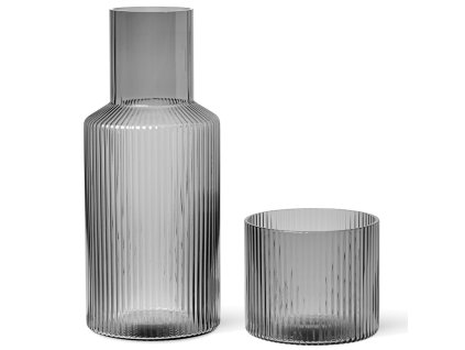 Karafa za vodo RIPPLE 500 ml, s kozarcem, siva, steklo, čvrsta LIVING