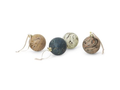 Božične krogle MARMOR 9 cm, set 4 kosov, steklo, čvrst LIVING