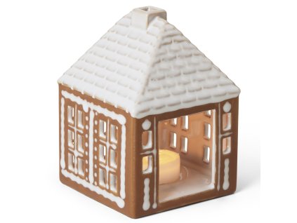 Svečnik za čajne svečke GINGERBREAD LIGHTHOUSE 12 cm, rjava, kamnita posoda, Kähler