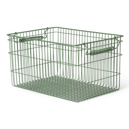 Košara za organizacijo CALA 36 cm, set 2 kosov, zelena, železo, čvrsta LIVING